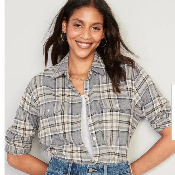 Old Navy The Boyfriend Flannel Shirt - Picture 1 of 10